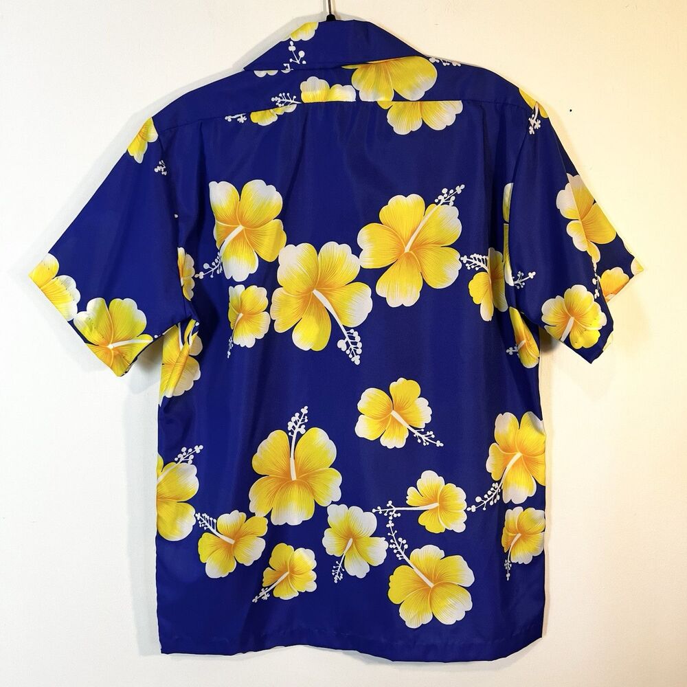 Hilo Hattie Vintage Hawaiian Shirt Blue Yellow Floral Men’s M - Picture 4 of 8